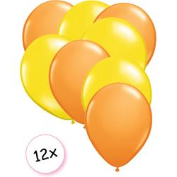 Ballonnen Oranje & Geel 12 stuks 27 cm